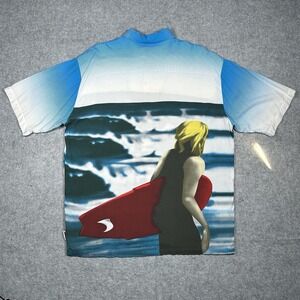 Rare Vintage Mambo Loud‎ Button Up T Shirt Men's size XL All Over Graphic Surfer